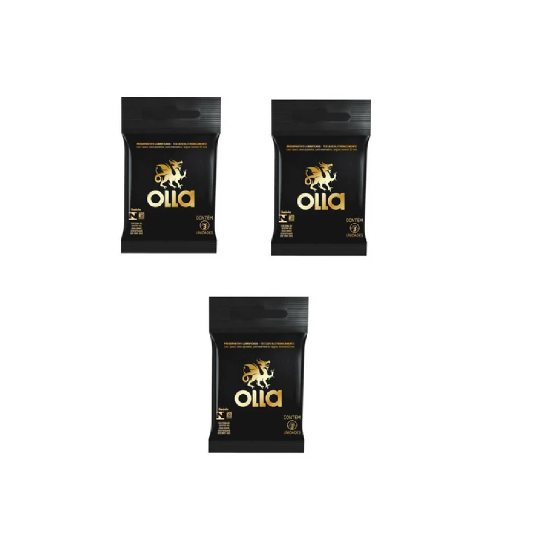 Olla Lubricated Condom Pack 3Un X 3 Pack (9 Total)